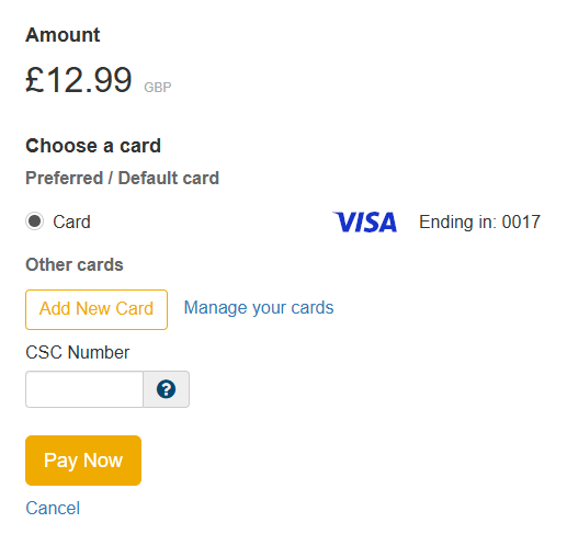 Pre-saved card